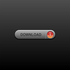 Realistic Modern 3D style Download Button with Icon on dark gradient background