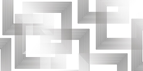 White geometric abstract background overlapping layers on bright space with line effect decoration. Square style concept modern graphic design element for banner, flyer, card. Eps10