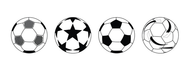 Naklejka premium Set of football outline vector on white isolated