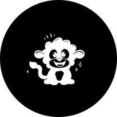 Playful cartoon animal character design in a minimalist black and white style