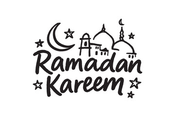 ramadan kareem calligraphy black and white vector version