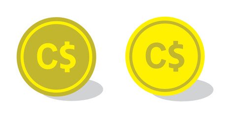 Dollar coin vector icon. Canadian Dollar coin symbol collection. Coin symbols