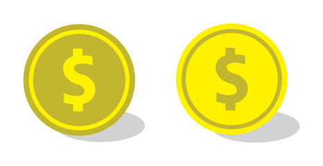 dollar coin vector icon. US dollar coin symbol collection. Coin symbol