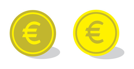 euro coin vector icon. Spanish euro coin symbols collection. Coin symbols
