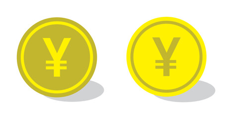 Yen coin vector icon. Japanese Yen coin symbols collection. Coin symbols