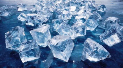 Obraz premium Sparkling Chunks of Frozen Water Abstract Texture