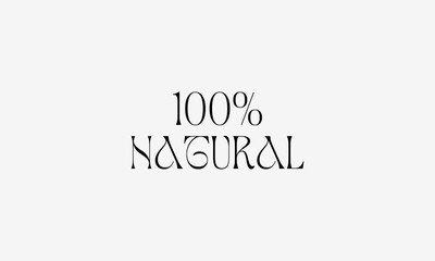 100% Natural Vector Label – Minimal Serif Font Stamp for Eco-Friendly Packaging & Organic Brands