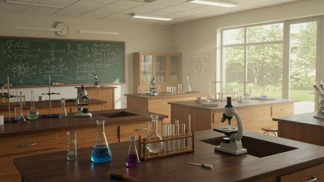 Empty High School Science Lab Classroom