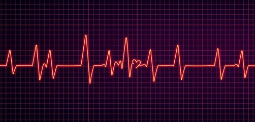 Heart rate pulse diagram on cardiogram background, technology, EKG