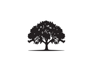 Fototapeta premium Tree silhouette. Black Tree silhouette on white background. Vector illustration. 