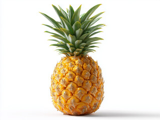 Whole Ripe Pineapple Isolated on White Background

