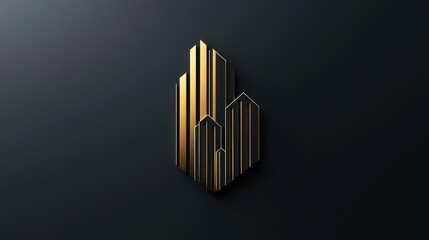 Obraz premium Golden city skyline emblem