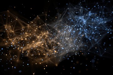 Interconnected Abstract Network of Glowing Particles and Lines