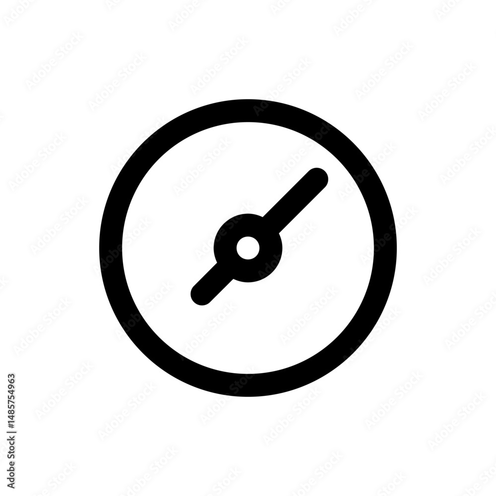Poster a simple black and white illustration of a circular gauge with a pointer indicating a specific measu