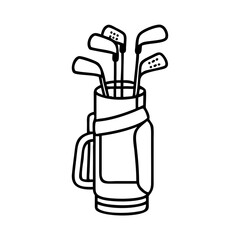 Golf Clubs Bag Vector Illustration, Golf Equipment Outline, Sports Gear Clipart
