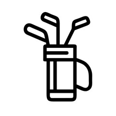 Golf Clubs Bag Vector Illustration, Golf Equipment Outline, Sports Gear Clipart