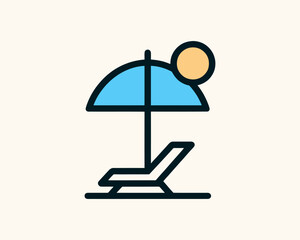 Beach chair and umbrella icon