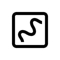 Black rounded square containing a black winding line that resembles a stylized snake or a meandering path