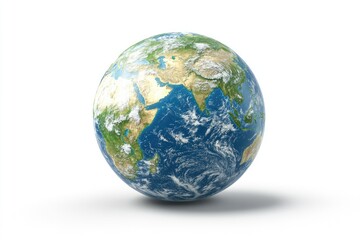 Fototapeta premium Realistic globe of Earth. Detailed continents, oceans, and clouds