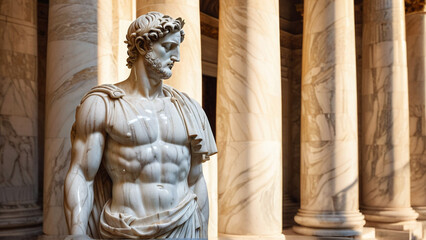 Heroic Roman Statue Facing Toward the Horizon
