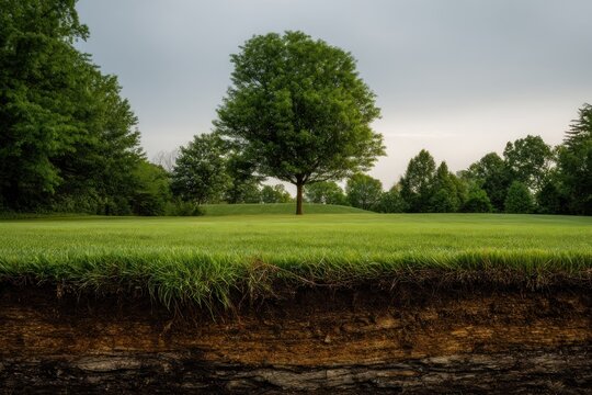 Solitary tree in a grassy field