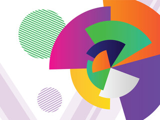 Geometric memphis circular colorful abstract vector background