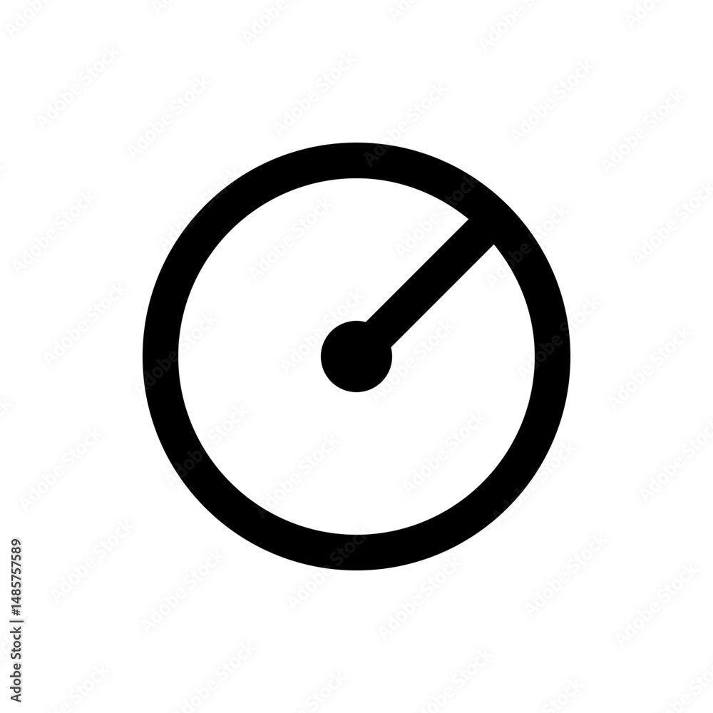 Poster illustration of a circular gauge with a pointer indicating a value on a white background design elem