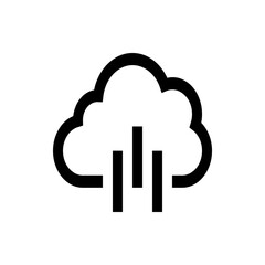 Black outline of a cloud with three vertical bars underneath representing data or connection, simple design