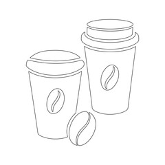 Coffee Cups Line Art Illustration Simple Minimalist Design