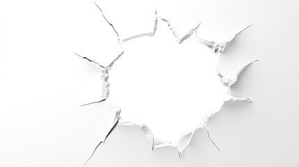 Hole Breaking Through White Wall Isolated on PNG Transparent Background
