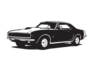 Obraz premium Classic muscle car on white background. Vintage classic muscle car silhouette. Vintage car. Vector illustration. 