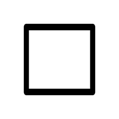 A black bordered rectangle with rounded corners enclosing a white space in a simple and clean design style