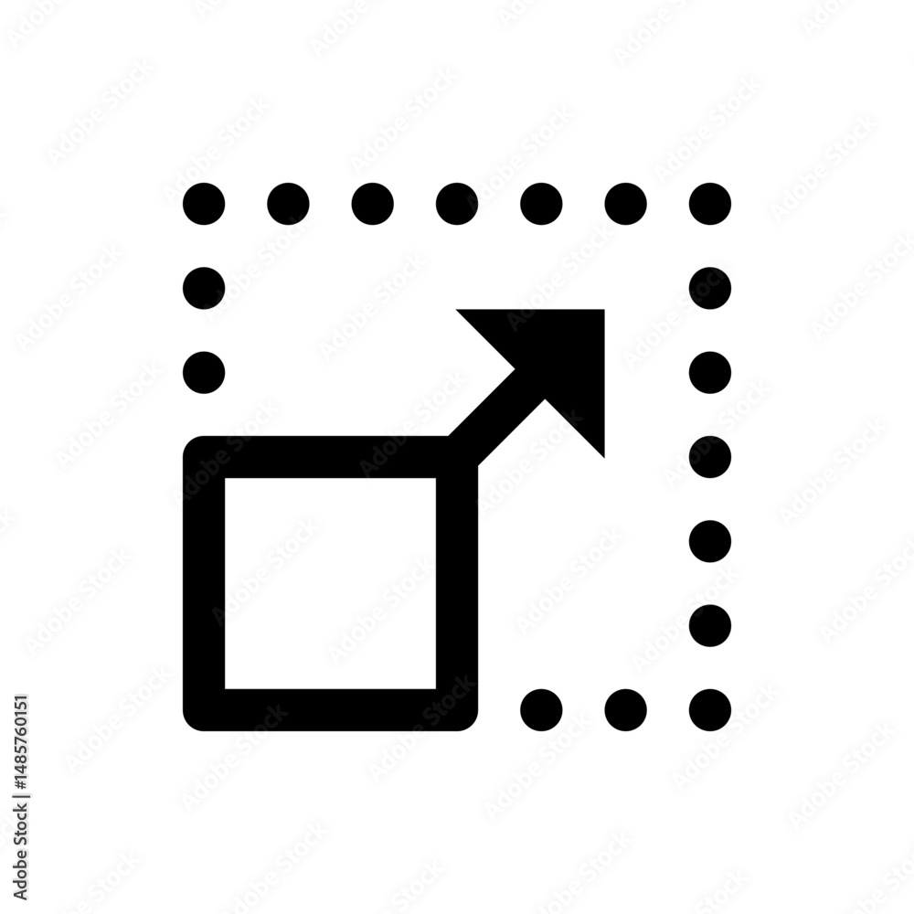 Poster arrow pointing out from a square with a dotted line border indicating expansion or maximization of c