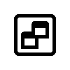 Abstract black and white logo featuring geometric shapes inside a rounded square border design element