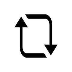 Black rectangular arrow loop with one arrow pointing up and the other pointing down on a white background