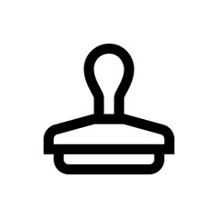 Illustration of a black rubber stamp outline with a handle and base for stamping documents and papers