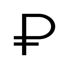 Illustration of a black ruble currency symbol with horizontal lines on a white background design element
