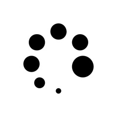 Black circles arranged in a circular pattern with varying sizes on a white background illustration image