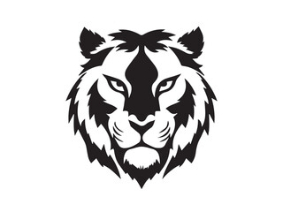 Tiger silhouette on white background. Tiger Face Icon. Minimal Tiger Head Symbol. Tiger Logo. Vector illustration. 