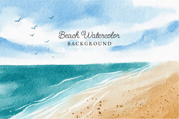 beach watercolor background hand drawn illustration