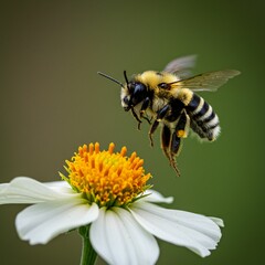 Whimsical Bumblebee Chasing Daisy in Mid-Air Dance