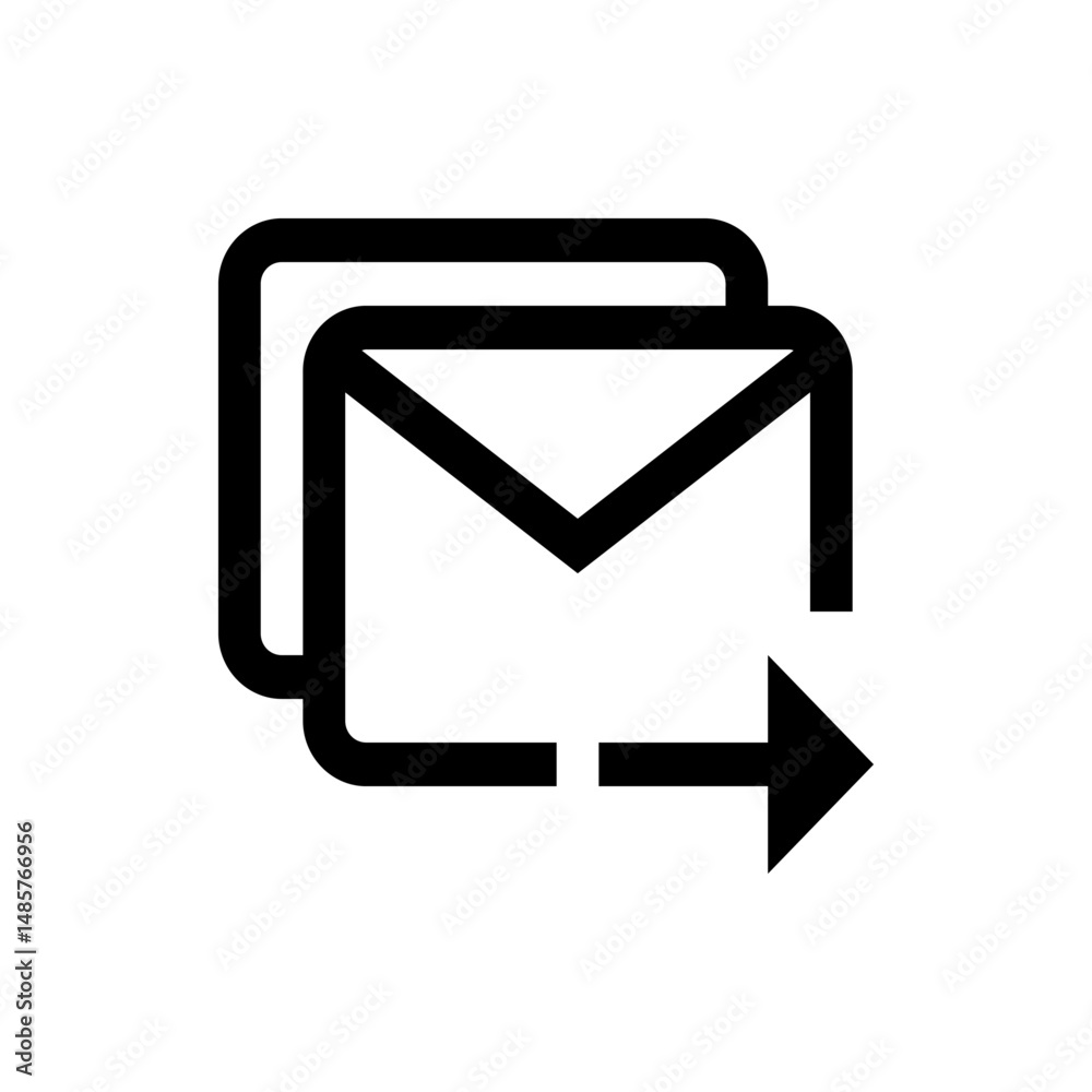 Poster two overlapping envelope icons with a right arrow indicating forwarding or sending functionality pre