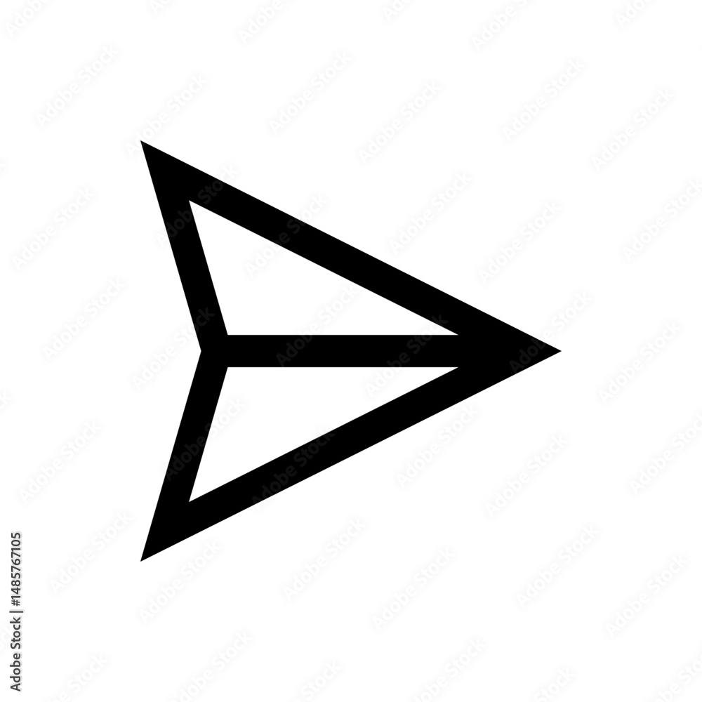 Poster black outlined arrow pointing right with a central line dividing the arrow in two equal triangles