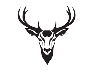 Deer silhouette on white background. Deer Face Icon. Minimal Deer Head Symbol. Deer Logo. Vector illustration. 