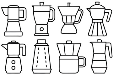 Coffee Makers Line Art Minimal Vintage Illustrations
