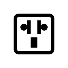 Illustration of a type b electrical outlet with a square border and rounded corners on a white background