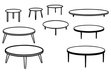 Coffee Table Line Art Elegant Sketch Collection