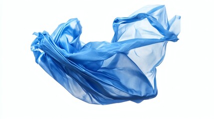 Floating crumpled waste plastic bag bottles isolated on white background. Recyclable trash PNG transparent background overlay. 3D editable illustration