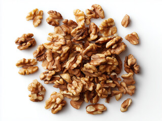 Raw Shelled Walnuts on White Background