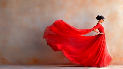 Woman in Red Gown Posing